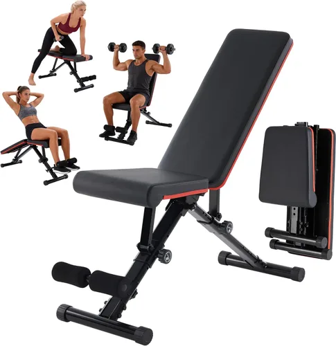 Banco de pesas ajustable para gimnasio en casa, equipo de entrenamiento plegable para entrenamiento de fuerza de cuerpo completo, banco de