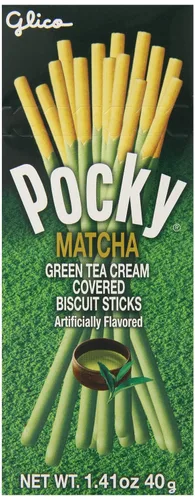 Pocky Palitos de galletas cubiertos de crema de té verde matcha, 1.41 onzas (paquete de 20)