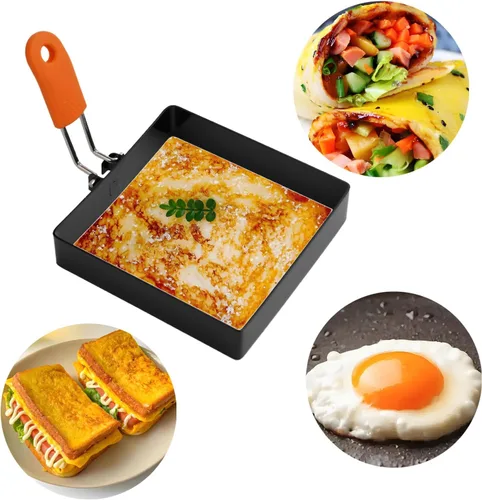 Miniatura 3 de 2 anillos cuadrados de huevo para freír, anillo de huevo frito antiadherente de 4 pulgadas, anillos de cocina de panqueques de huevo de acero