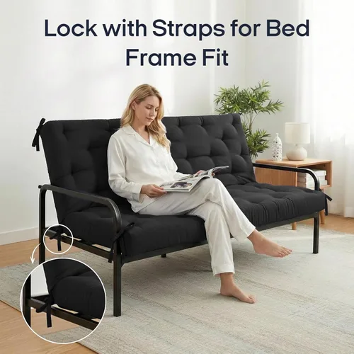Miniatura 4 de Syrinx Colchón de Futón de Suelo Japonés Tamaño Individual 75"x39", Cama de Suelo Perezosa Plegable Engrosada para Adultos, Tumbona Enrollable