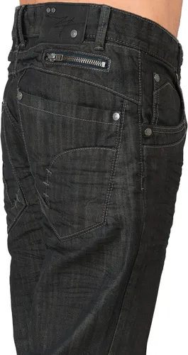 Miniatura 5 de Level 7 Jeans relajados y de pierna recta para hombre con corte de bota y bolsillo con cremallera
