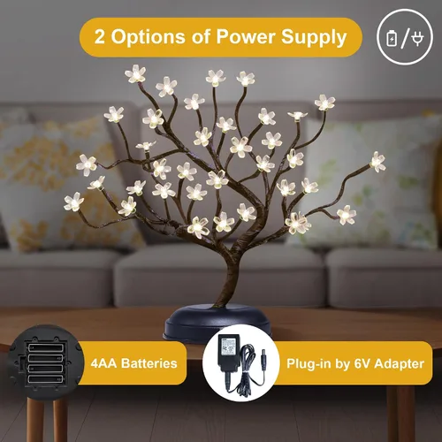 Miniatura 4 de Lámpara Lightshare con forma de bonsái de cerezo en flor con 36 luces LED, de 16 pulgadas, para decoración del hogar, a batería