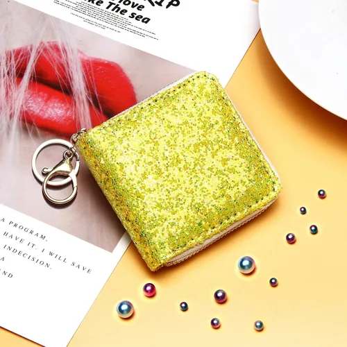 Miniatura 24 de GEEAD - Monedero pequeño con purpurina para mujer o niña, con anillo para llavero
