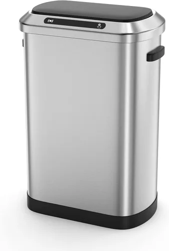 Miniatura 2 de Cubo de basura inteligente automático plateado de 13 galones de 50 litros con tapa para cocina, oficina, dormitorio, cubo de basura y más, cuerpo