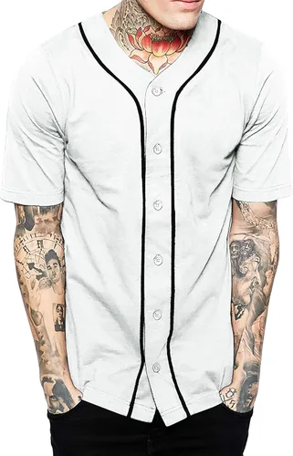 Miniatura 6 de Hat and Beyond camiseta de béisbol para hombre con botones hipster hip hop