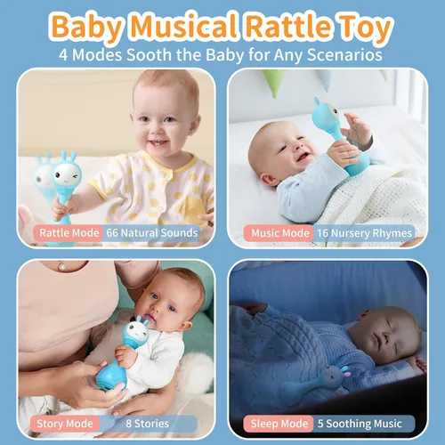 Miniatura 3 de alilo Yoyo - Sonajero Musical de Conejo Parlante para Bebé que Canta, Juguetes que Imitan y Repiten lo que Dices, Más de 90 Contenidos de Audio