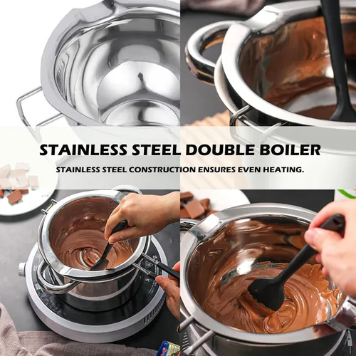 Miniatura 2 de Olla para fundir chocolate – Caldera doble de 33.8 fl oz con mango resistente al calor, juego de ollas de doble caldera de acero inoxidable