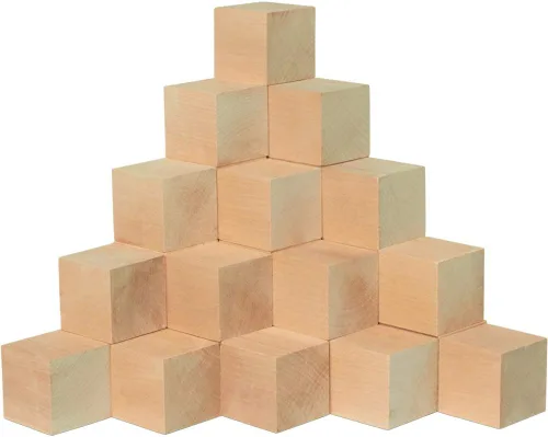 Miniatura 8 de Woodpeckers - Cubos de madera de 1 pulgada, caja de 50 cubos de abedul sin terminar, bloques cuadrados de madera para bebé, para hacer rompecabezas
