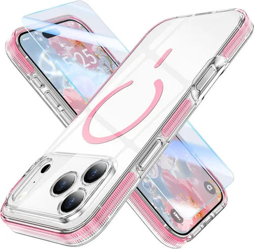 Miniatura 12 de MILPROX Compatible con iPhone 16 Pro Funda – con protector de pantalla – Compatible con MagSafe – Diseño magnético claro transparente – Que no se