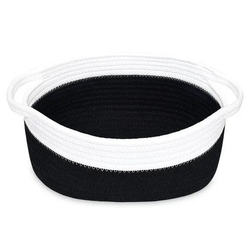 Miniatura 19 de ABenkle Cesta Pequeña con Asas - Contenedor de Almacenamiento Tejido de Cuerda Decorativo Duradero Cubo Organizador de Estante, Cesta de Regalo