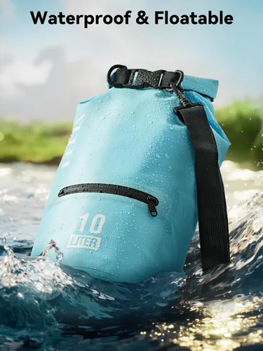 Miniatura 3 de HEETA - Bolsa impermeable con bolsillo frontal con cremallera para mujeres y hombres, 5 L/10 L/20 L/30 L/40 L, mochila de almacenamiento seca y Azul