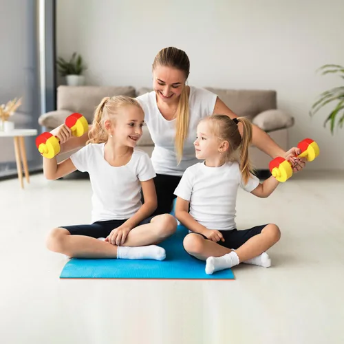 Miniatura 6 de Toddmomy Par de mancuernas para niños, mini barra de plástico, equipo de fitness para educación temprana, gimnasio en casa, entrenamiento de fuerza