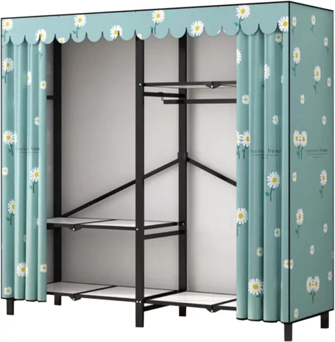 Miniatura 11 de large closets Folding Closet with Cloth Cover Clothes Closet Portable Wardrobe Closet Metal Iron Frame Closets for Bedroom Large Closet Space-saving