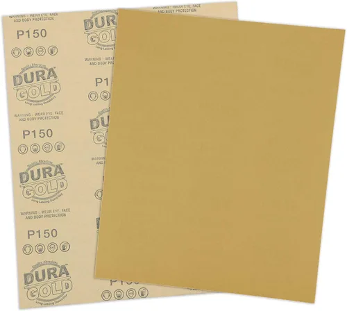 Miniatura 3 de Dura-Gold Papel de lija dorado prémium de 9 x 11 pulgadas, 2 hojas de lijado de grano 320, 80, 120, 150, 220, 10 en total, para carpintería