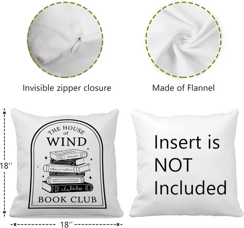 Miniatura 4 de OFlich The House of Wind Book Club Bookish - Funda de almohada de 18 x 18 pulgadas, funda de cojín decorativa de Velaris para el hogar, sala