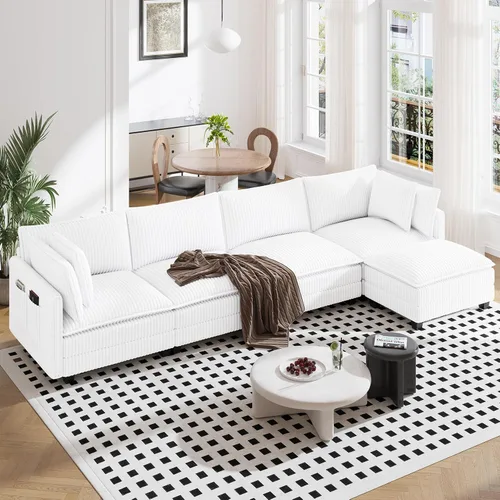 Miniatura 34 de Vesgantti 74" Cloud Couch for Living Room, 2 Seaters Deep Seat Sectional Modular Sofa, Double Cushion Corduroy Small Sofas Living Room Couches for