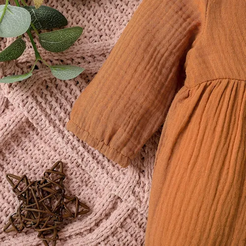 Miniatura 6 de KMBANGI Mameluco de algodón y lino para bebé recién nacido, con volantes, ropa de otoño