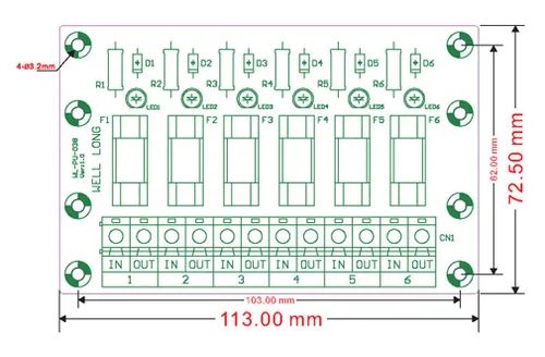 Miniatura 7 de Placa de módulo de fusible de 6 posiciones para montaje en carril DIN, portafusibles para fusible de tubo de 0.197x0.787 in (DXL).