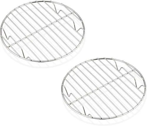 E-far Estantes de cocina para cocinar al vapor de 7½ pulgadas, juego de 2 estantes redondos de acero inoxidable para enfriar hornear, multiusos,