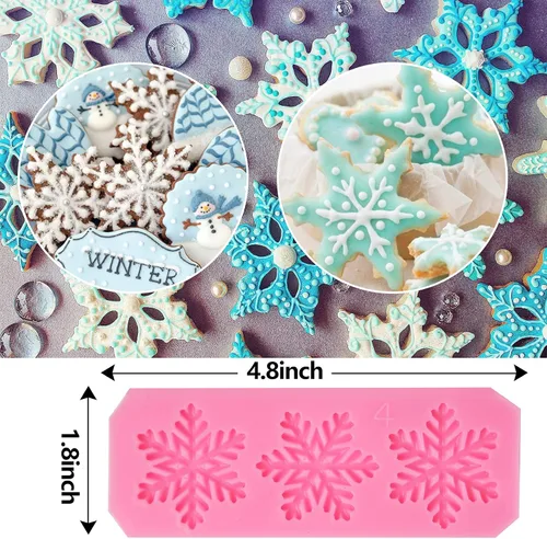 Miniatura 4 de Rainmae 6 moldes de silicona para pastel de copo de nieve de Navidad, copos de nieve 3D, herramientas de decoración de cupcakes de invierno