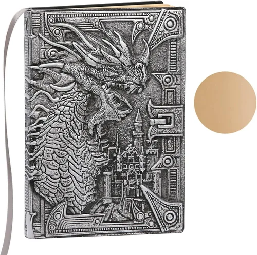 Miniatura 8 de Diario sin forro – DND Dragon Brass 3D en relieve de tapa dura, cuaderno de bocetos A5 en blanco, 8.4 x 5.7 pulgadas (100 hojas, 200 páginas)