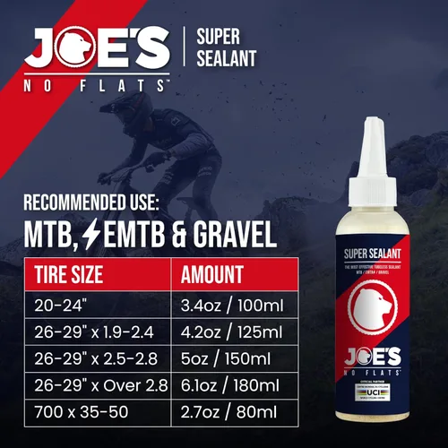 Miniatura 3 de JOE'S NO FLATS Super Sealant - Llantas de grava y bicicleta MTB, sellado ultrarrápido para tubos sin cámara e interiores, para agujeros de hasta