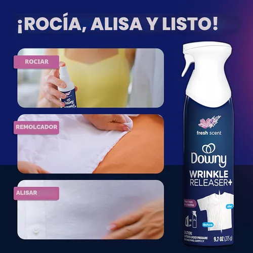 Miniatura 3 de Downy Aerosol para Sacar las Arrugas Todo en uno: aerosol removedor de arrugas, eliminador de olores, removedor de estática Refrescador de tela