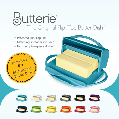 Miniatura 9 de Butterie Mantequillera con Tapa Abatible y Cuchillo a Juego, Contiene 2 Barras/Mantequilla Europea, Soporte para Mantequilla Sin Derrames