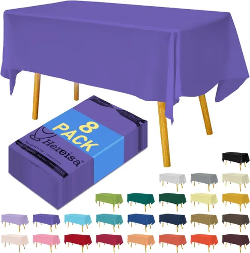 Miniatura 105 de Paquete de 3 manteles de plástico desechables de 54 x 108 pulgadas, manteles de color blanco hueso, manteles de fiesta nupcial para fiestas