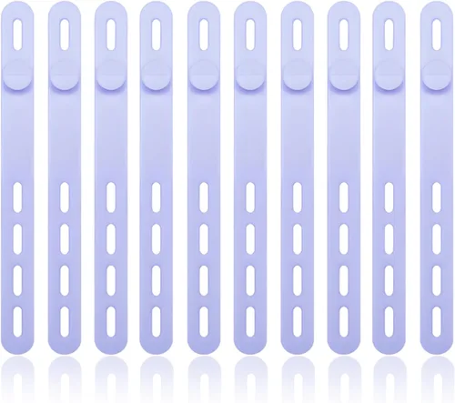 Miniatura 7 de Paquete de 10 bridas de silicona para cables, organizador de cables, reutilizable, lavable, organizador de correas con hebilla de bloqueo, protector