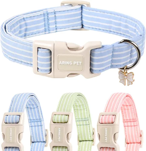 Miniatura 8 de Aring Pet Collar de algodón, ligero y ajustable, con hebilla de liberación rápida para perros pequeños, medianos y grandes, para cachorros, S
