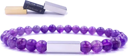 Miniatura 35 de Pulseras de cuentas personalizadas, Pulsera de piedras preciosas de 0.236 in, Pulsera grabada con láser, Pulsera de piedra natural, Pulseras unisex