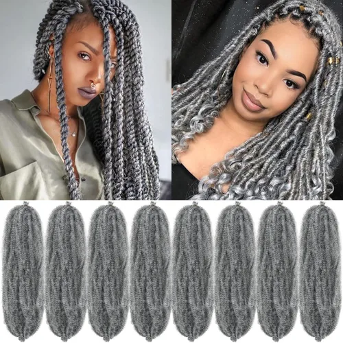 Miniatura 12 de Cabello Rizado Afro Elástico 8 Paquetes Cabello Trenzado Marley Twist Cabello Spring Twist Pre-Separado para Locs Falsos Cabello de Ganchillo Kinky
