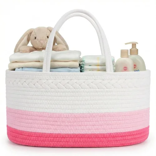 Miniatura 12 de Organizador de pañales de bebé pequeño de lujo – Cubo de almacenamiento para niños y niñas – Bolsa grande y organizador de vehículo con inserciones