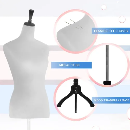 Miniatura 3 de Cuerpo de maniquí femenino, forma de vestido de 60 a 67 pulgadas, maniquí de costura, maniquí de torso con base de trípode de madera, maniquí