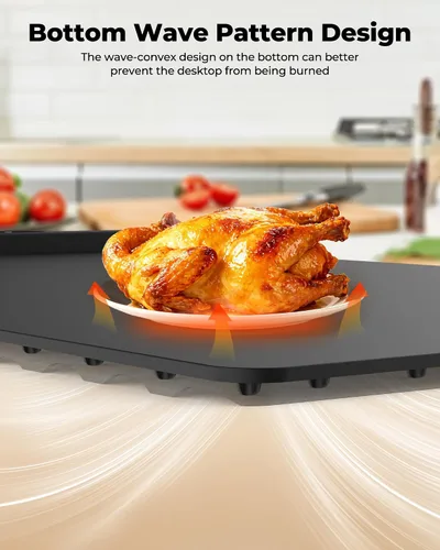 Miniatura 5 de Alfombrilla de calentamiento eléctrica para alimentos - Bandeja de silicona de calentamiento rápido de superficie completa con 3 niveles