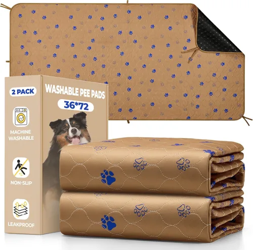 Miniatura 31 de Fostanfly Almohadillas lavables para orina para perros, paquete de 2 almohadillas reutilizables superiores de 36 x 48 pulgadas, impermeables, Gris