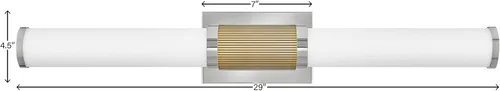 Miniatura 9 de Hinkley 50063BN Zevi - Lámpara LED grande para tocador de baño, barra de baño de ópalo grabado, moderno puño de dos tonos, se monta vertical u