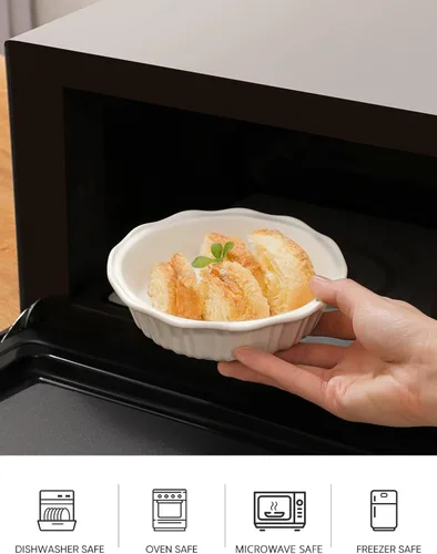 Miniatura 7 de LIFVER Sartenes de cerámica para hornear de 6 pulgadas, juego de 4 platos profundos para tartas de 11.6 onzas, mini platos redondos para tartas