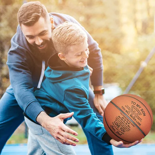 Miniatura 4 de Baloncesto grabado de 29.5 pulgadas, pelota de juego personalizada para interiores y exteriores para hijo y nieto, nunca perderás, regalo de aliento