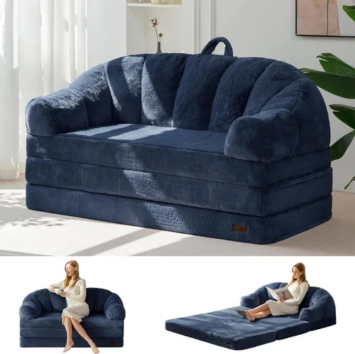 Miniatura 19 de MAXYOYO Sofá Cama Plegable, Sofá Convertible 2 en 1 a Sillón Reclinable, Cómoda Silla Puf Individual para Adultos, Sofá Cama Reclinable de Piso