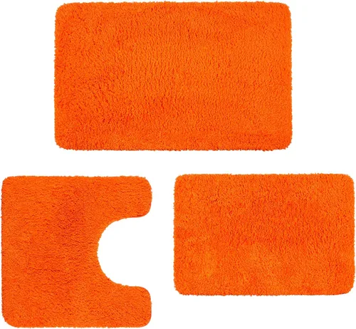 Miniatura 8 de Juego de alfombras de baño de lujo de 3 piezas con alfombra de inodoro en forma de U, fondo de goma antideslizante, microfibra gruesa, felpa suave