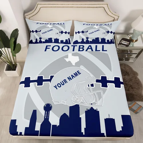Miniatura 26 de Erosebridal Juego de sábanas bajeras personalizadas de fútbol americano para niños y niñas, juego de cama de jugadores de fútbol, juego de ropa