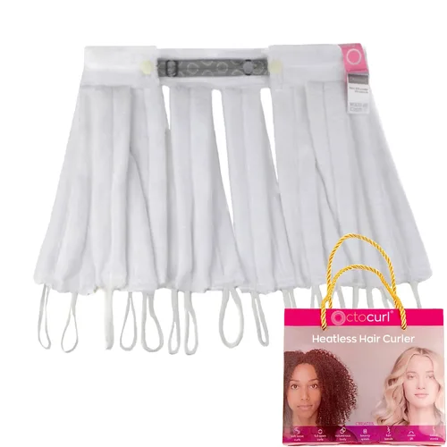 Miniatura 26 de Octocurl Diadema sin calor, rizadores de pelo para dormir, rizadores sin calor para cabello largo (algodón, rosa)