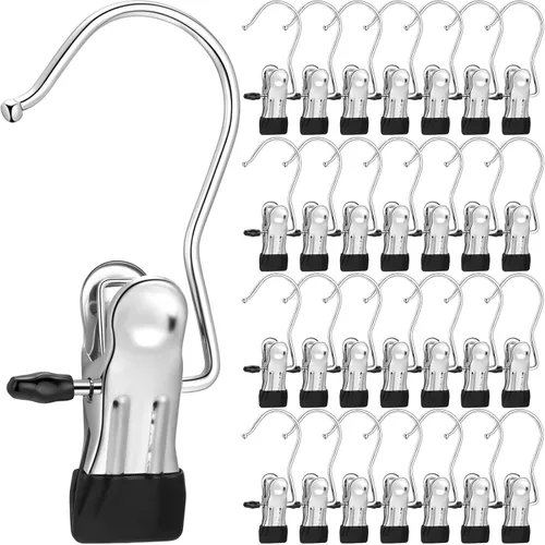 150 Piezas Ganchos Colgadores para Botas Clips Ganchos para Lavandería Colgadores de Acero Inoxidable Pinzas para Ropa Colgadores Portátiles con