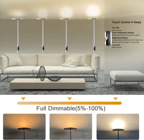Miniatura 2 de JOOFO Lámpara de pie, 30 W/2400 lm, luz LED cielo, moderna, 3 temperaturas de color, súper brillante, luz de poste alto con control remoto y táctil