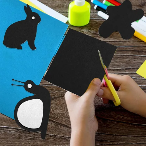 Miniatura 5 de CHRORINE 10 hojas de tela de fieltro negro autoadhesivas de 8 x 12 pulgadas, papel de fieltro para suministros de arte y manualidades.
