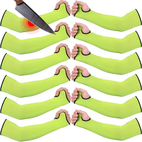 Miniatura 11 de JaGely 6 pares de mangas resistentes a cortes nivel 5 con agujero para el pulgar de 18 pulgadas, mangas de protección para brazos para granjeros