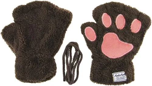 Miniatura 26 de FakeFace Lindos guantes de felpa de piel sintética sin dedos para niñas y mujeres