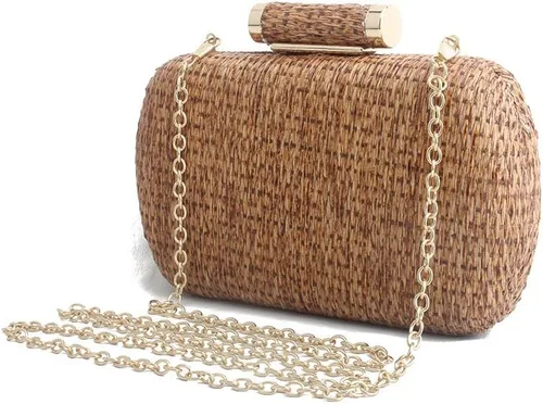Miniatura 3 de Straw Clutch Purse for Women Wedding Hand-Woved Evening Straw Handbag Party Wedding Summer Beach Bag